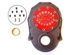 Timing chain cover with adaptor disc for big-block Chevrolet
